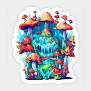 Mushroom Falls Sticker